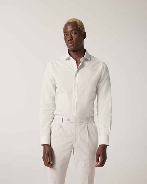 Slub Texture Long Sleeve Shirt, Natural, hi-res